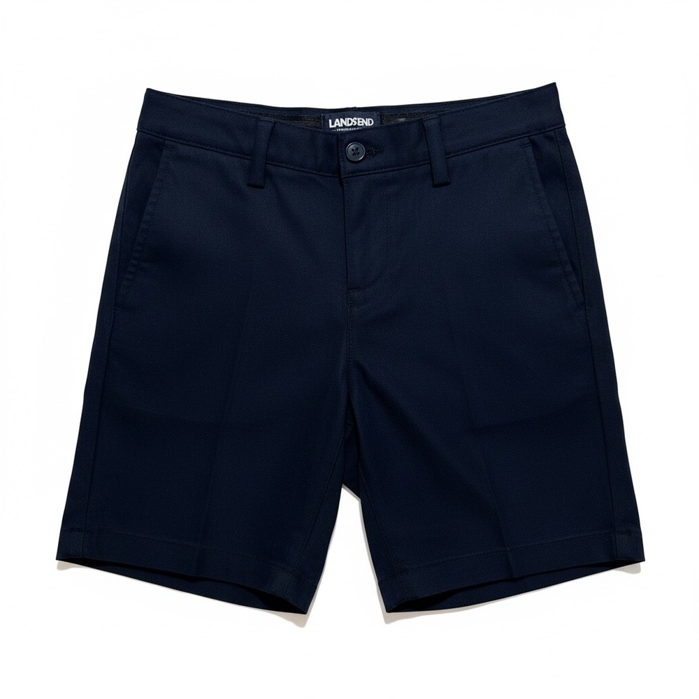 Lands’ End Girls Size 8 Navy‎ School Uniform Chino Shorts Stretch NWOT